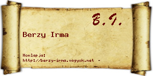 Berzy Irma névjegykártya